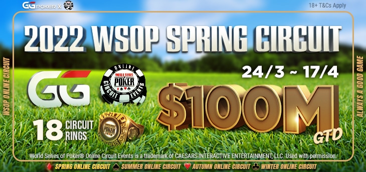 GGPoker Announces $100M Guaranteed WSOP Spring Online Circuit