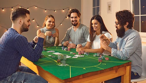 friends playing a home game of poker