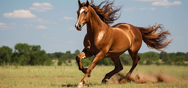 horse galloping on a plain