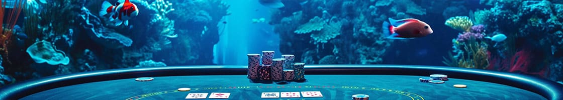 poker table under the sea with fish swimming by