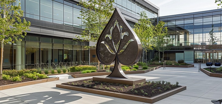 corporate sculpture of a giant spade